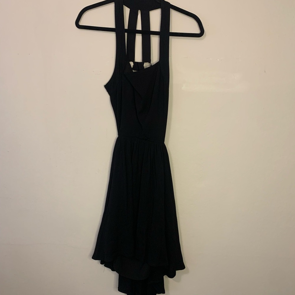NBD Black Skater Backless Strappy Skater Dress